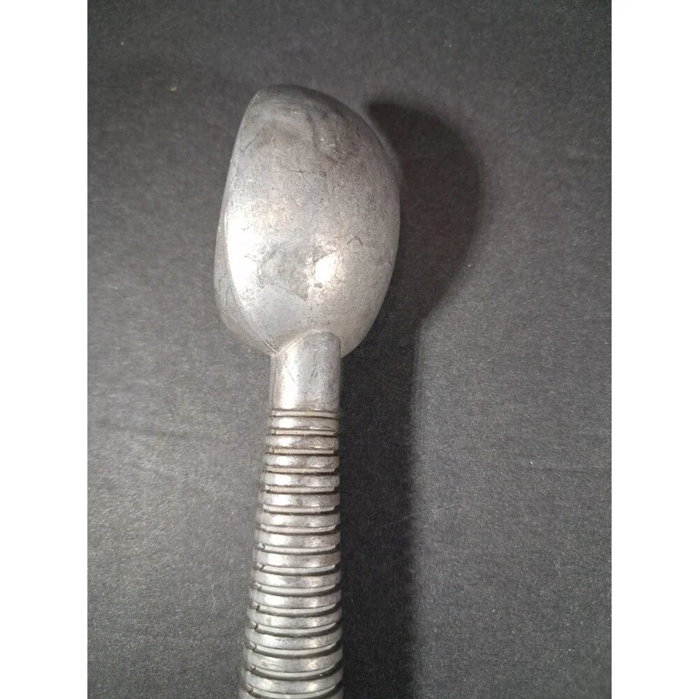 Vintage Aluminum Ice Cream Scoop Ribbed Handle Metal Kitchenware Retro